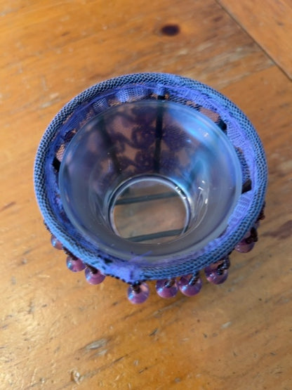 Purple beaded candle votive