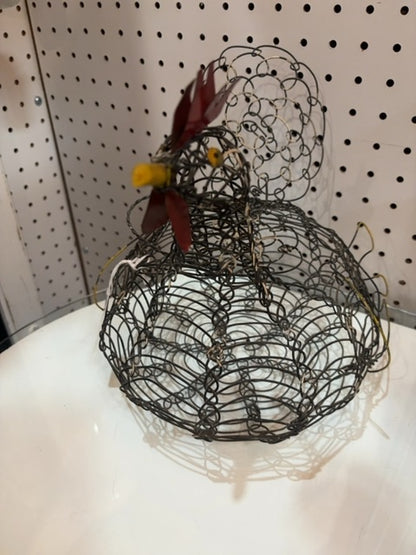 French rustic wire chicken egg basket