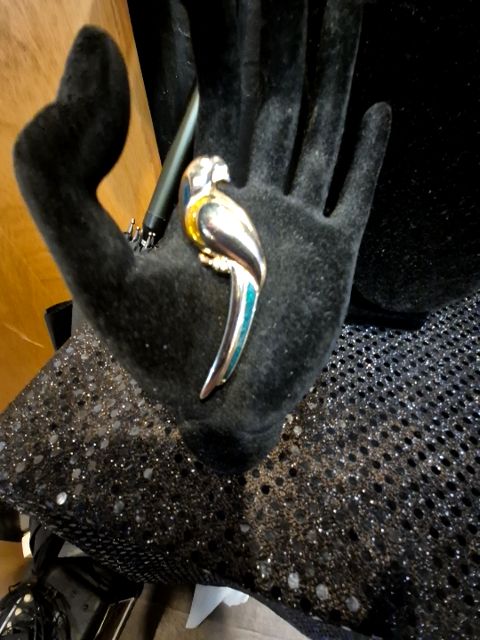 Gold Bird Brooch, 2.75"