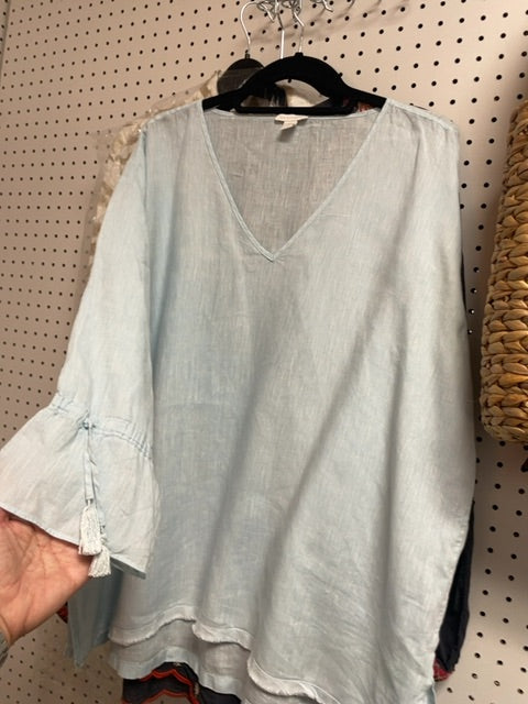 Blue Saks Linen blouse, Xl
