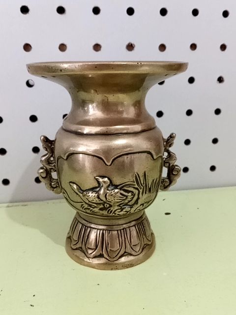 Gold Unbranded Brass Duck Vase, Small