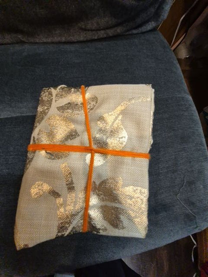 Tan w/Gold Design  Fabric Piece, 94" × 23"