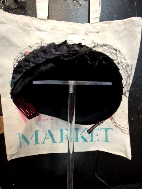 Black  Black Velvet Hat w/silk Accents