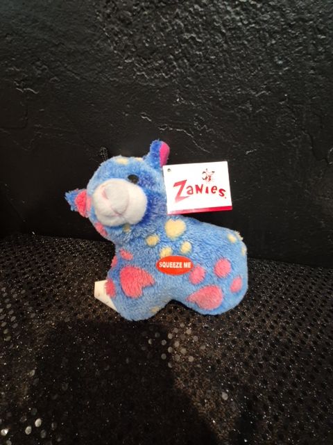 Blue w/Pink Hearts Zanies Silly Squad Lamb Squeeky Dog Toy, 6"