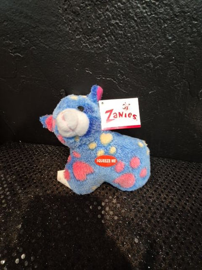 Blue w/Pink Hearts Zanies Silly Squad Lamb Squeeky Dog Toy, 6"