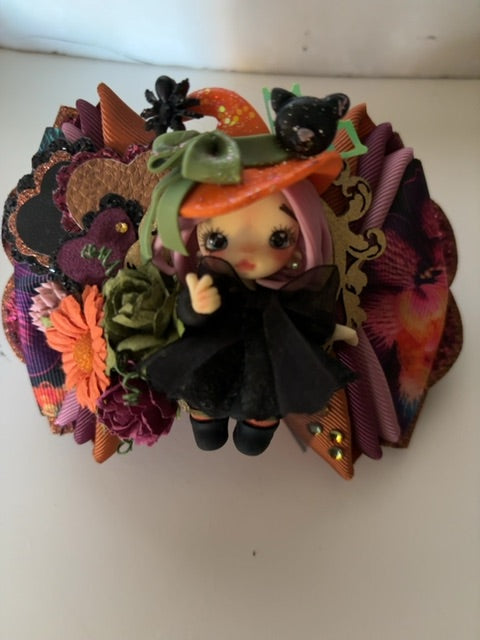 Purple/copper MysticalCreationsByMaira Cutesy witch OOAK clay hairbow