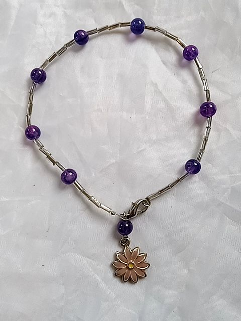 Purple  Beaded ankle bracelet