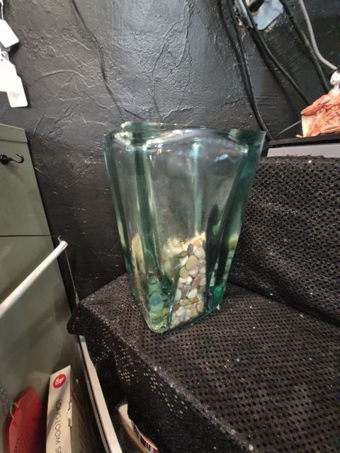 Large Square vase w/ rocks