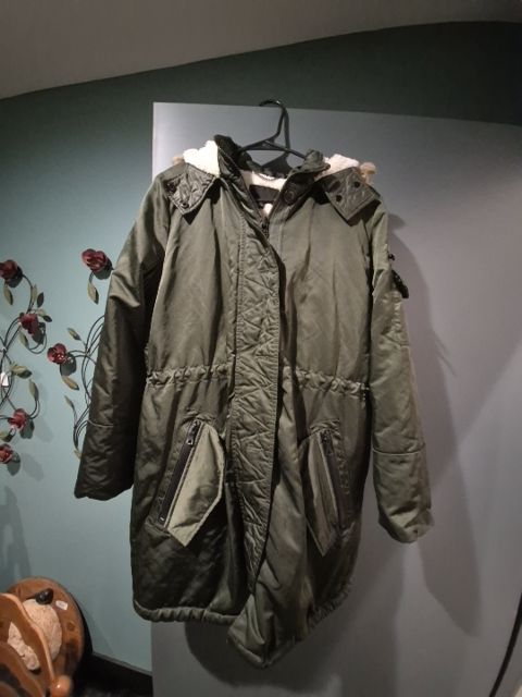 Olive Green Banana Republic Faux fur hooded Jacker, S