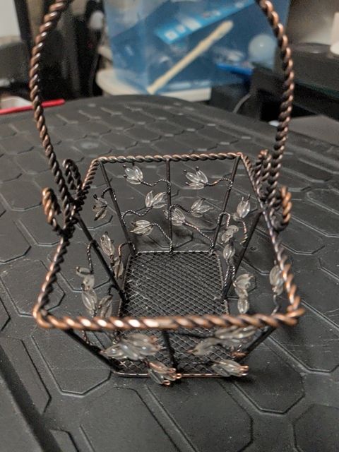 Wire Basket w/Beading, 6.5" x 4.5" x 8"