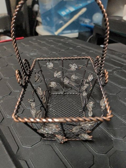 Wire Basket w/Beading, 6.5" x 4.5" x 8"