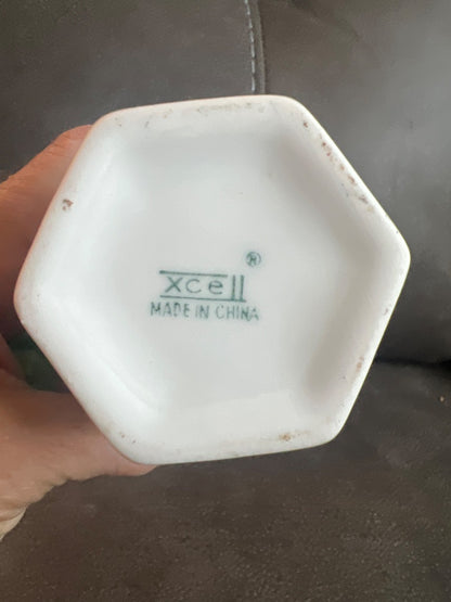 vintage XCell white milk glass porcelain hexagonal vinegar or