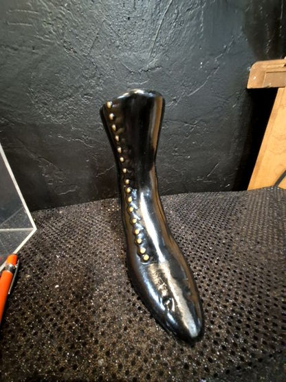 Black  Ceramic Boot, 7" × 3" x 7"