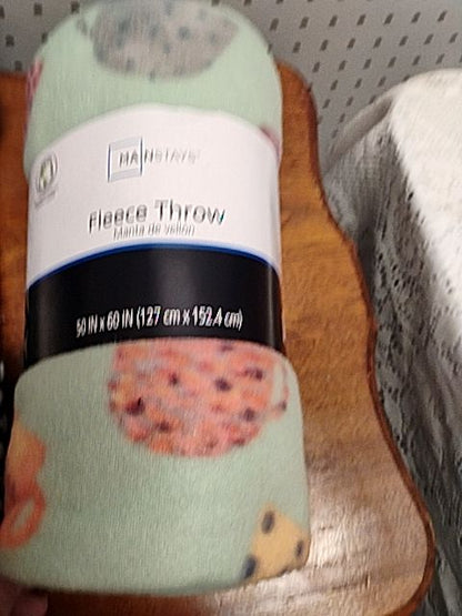 Mint green, orange, pink, maroon Main Stay Fleece Throw Blanket, Small