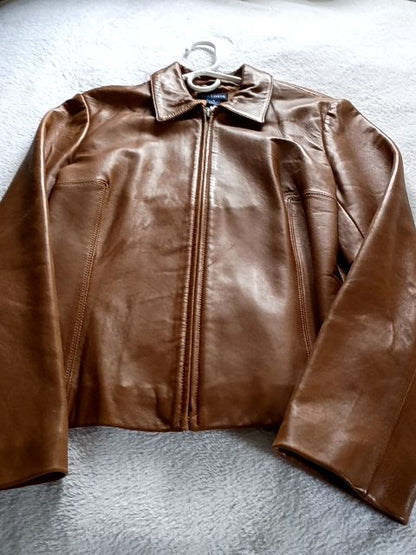 Camel  Ann Taylor women's leather jacket size medium, Medium