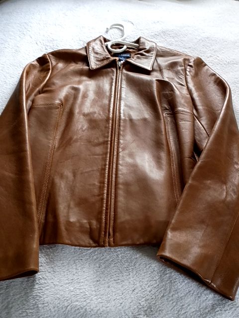 Camel  Ann Taylor women's leather jacket size medium, Medium