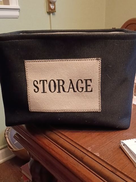 Black fabric storage container 14" x 9"