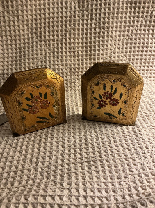 Gold Florentine Italian Florentine Book Ends, 4.75”