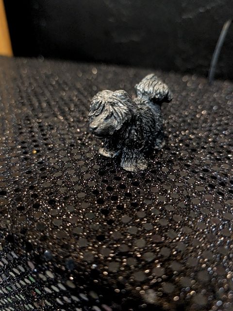 Pewter Metal Standing Dog Miniature Figurine Sheepdog Pekingese 1.75" Tall
