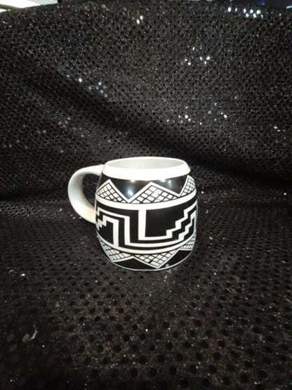 Black & White Geometric Pattern The Treasure Chest Coffee Mug, 3"