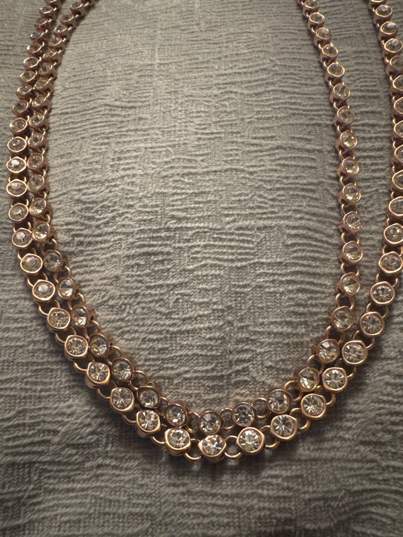 Rose-Gold Tone Rhinestone Necklace