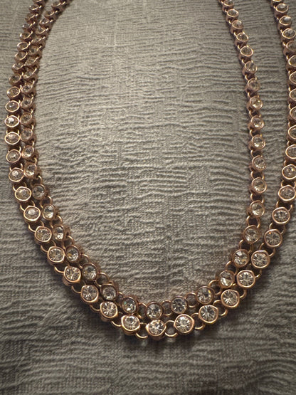 Rose-Gold Tone Rhinestone Necklace