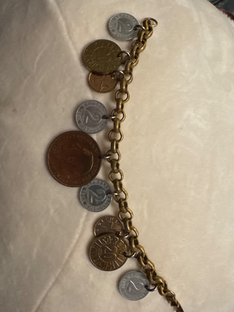 Coro Coin Charm Bracelet