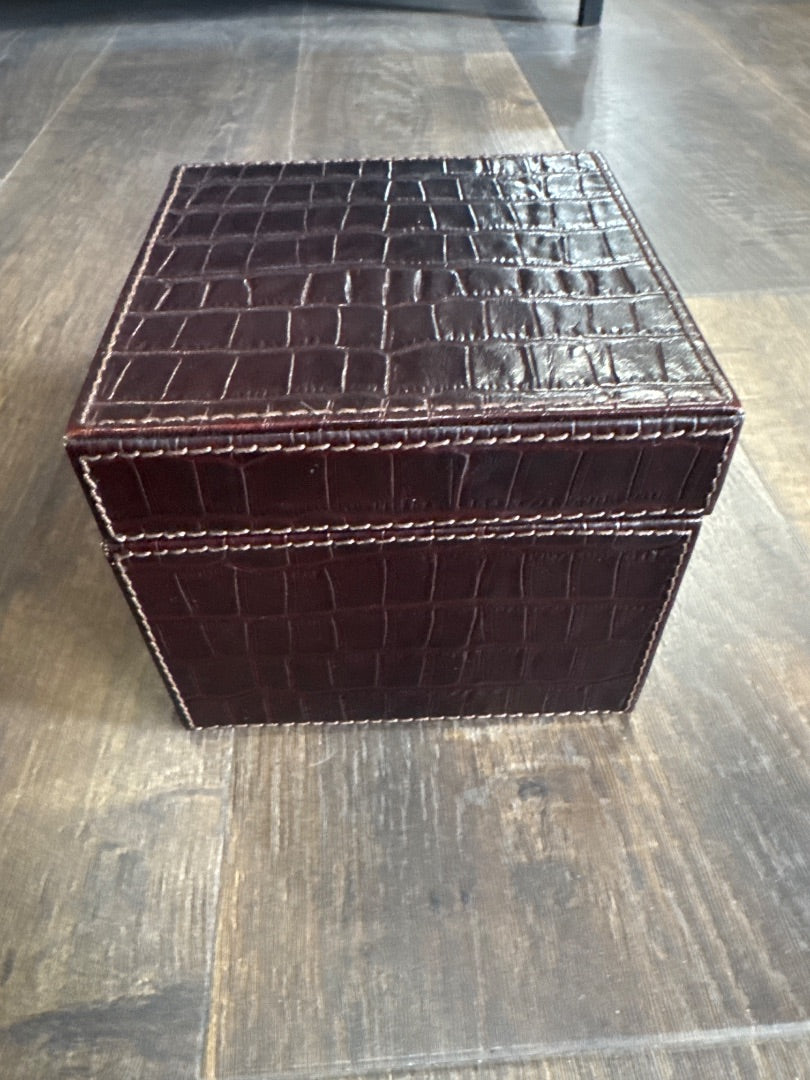Brown Pottery Barn Leather Jewelry Box