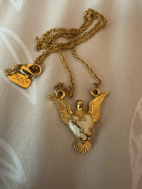1928 Eagle Heart gold tone necklace