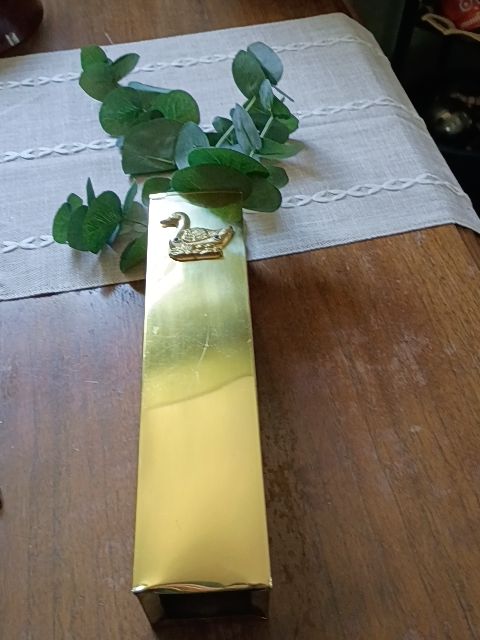 Gold tin wall box w/faux plant