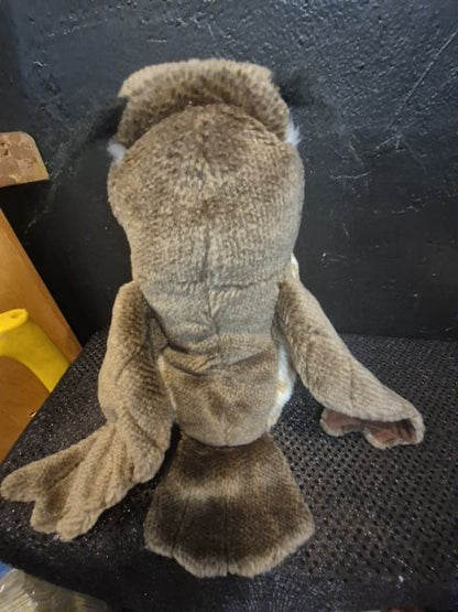 Brown & Tan  Great Horned Owl Plushie, 11"