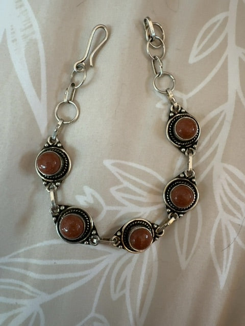 Sunstone silver tone bracelet