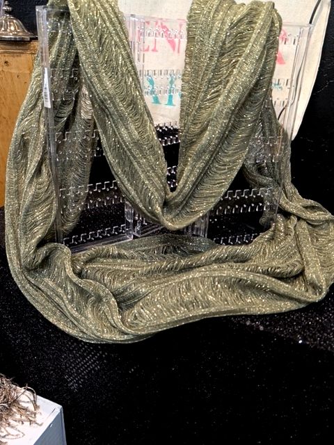 Green with golden streaks infinity scarf