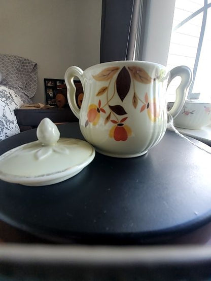 Autumn leaf Halls superior china Covered sugar bowl