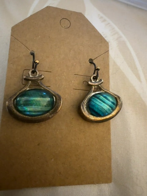 Faux abalone dangle earrings