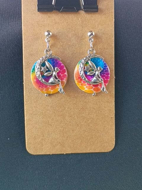 Silver and Rainbow Designs by Raven Dangel Post Earings