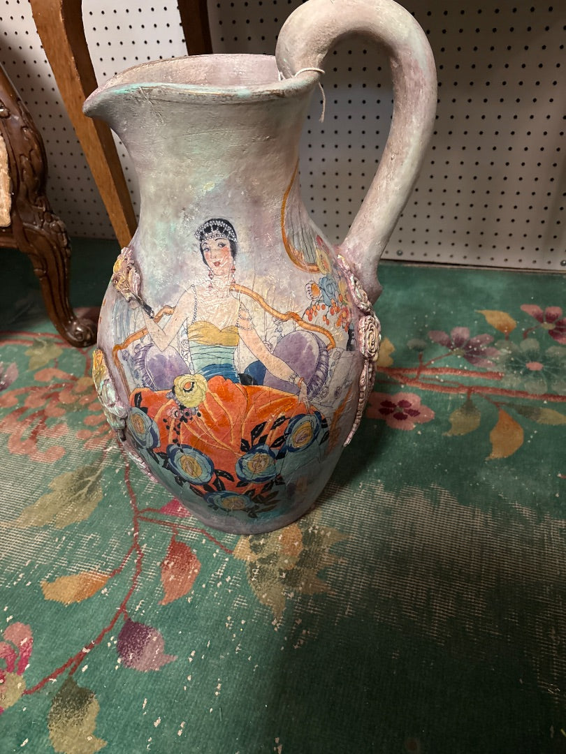Large pitcher hand painted