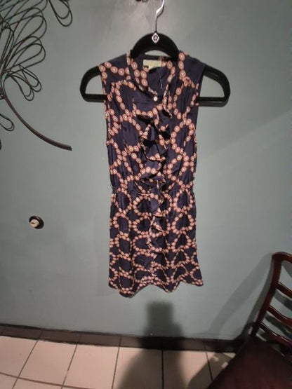 Navy Blue LIL Silk Sleeveless Dress, 4