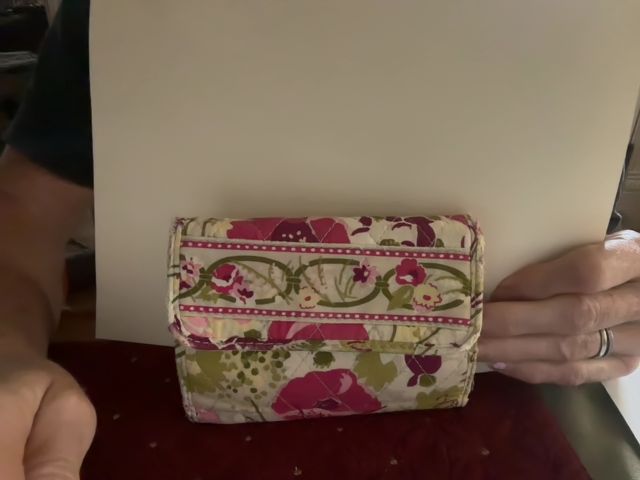 Cream/Floral Vera Bradley Wallet, 5 1/2 x 4