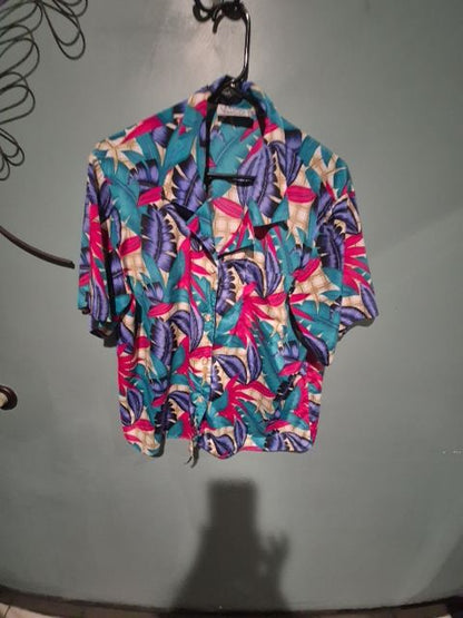 Colorful Leaf Diversity Button Top