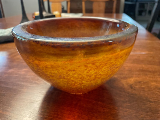 Amber  Glass bowl, Approx 7"d x 4"h
