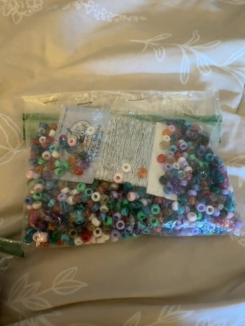 Plastic beads and thread