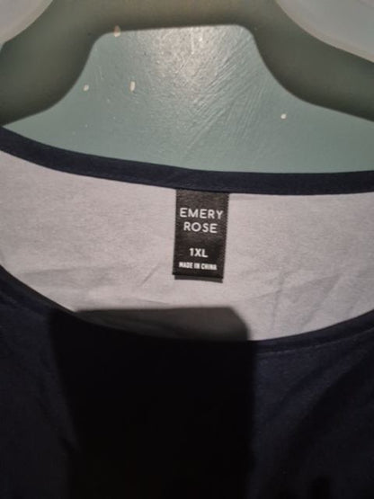 Blue Emery Rose 3/4 Sleeve Shirt, 1XL
