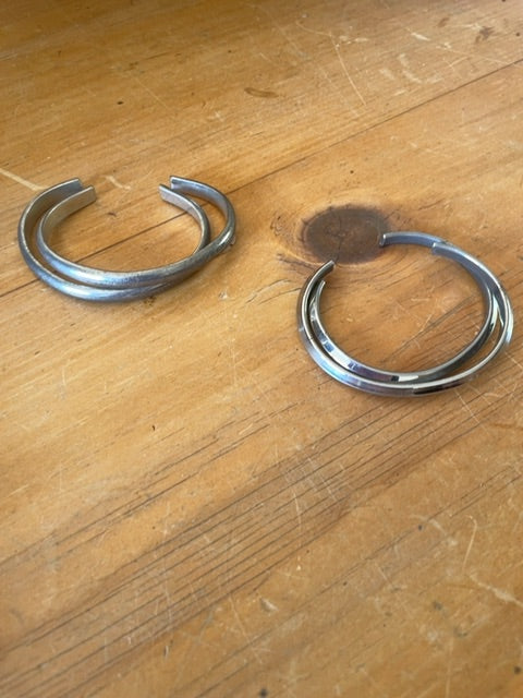 Silver cuff bracelet set