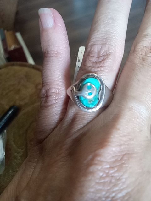 Sterling silver  Signed Effie C snake ring, 8