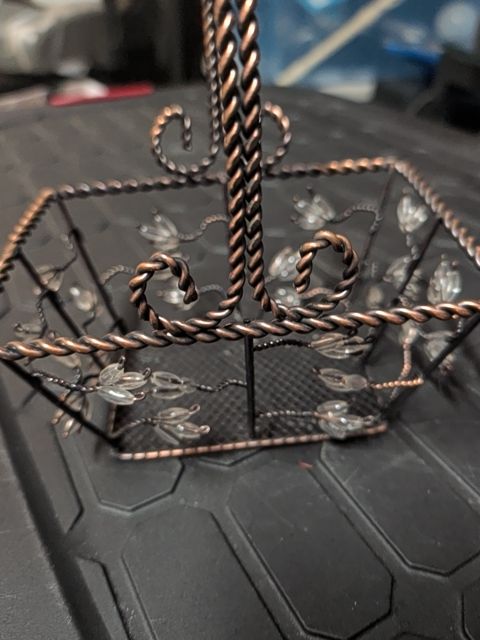 Wire Basket w/Beading, 6.5" x 4.5" x 8"