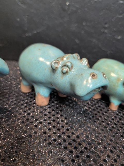Set of 3  Blue Hippo Figures