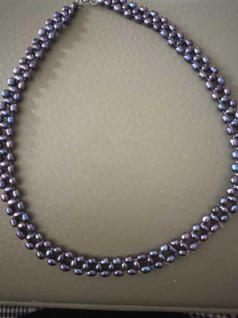 Black fresh water pearl choker. .  Jewelry