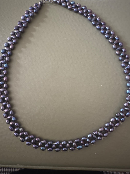 Black fresh water pearl choker. .  Jewelry