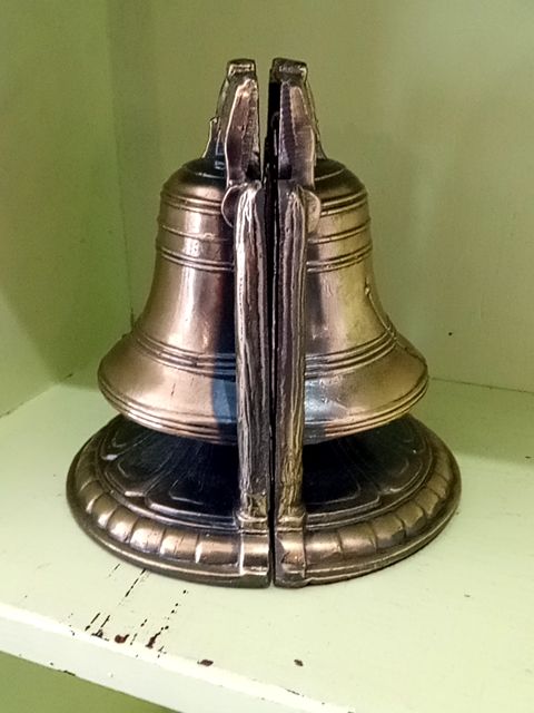 Gold SCC Brass Liberty Bell bookends, Medium